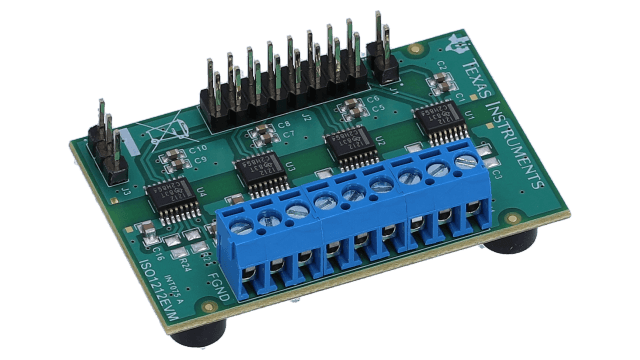 ISO1212EVM Evaluation module for the ISO1212 dual-channel isolated digital input receiver angled board image