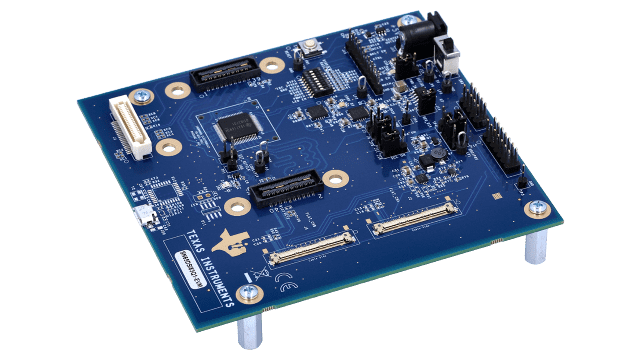 SN65DSI83Q1-EVM MIPI® DSI to FlatLink™ LVDS Bridge Evaluation Module angled board image