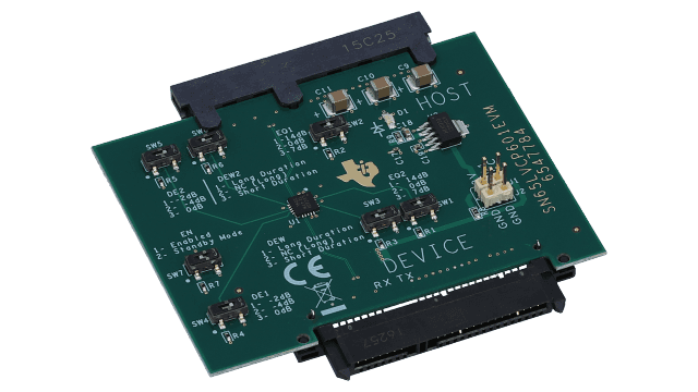 SN75LVCP601EVM SN75LVCP601EVM Two Channel SATA 6Gbps Redriver/Equalizer Evaluation Module angled board image