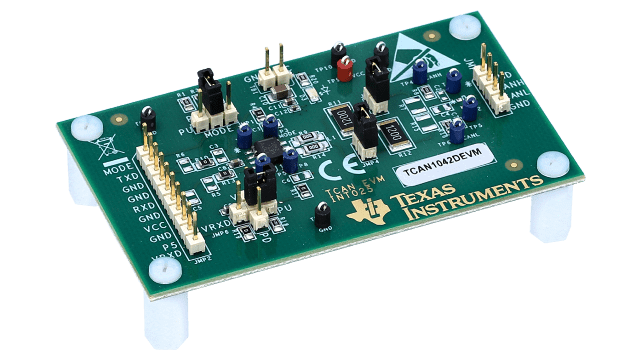 TCAN1042DEVM TCAN10xx controller area network (CAN) evaluation module angled board image