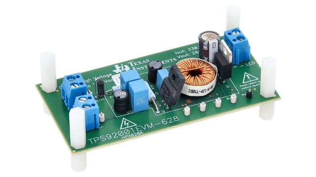 TPS92001EVM-628 Evaluation Module for General Purpose PWM Controller with 10V Turn-on Threshold for LED Lighting angled board image