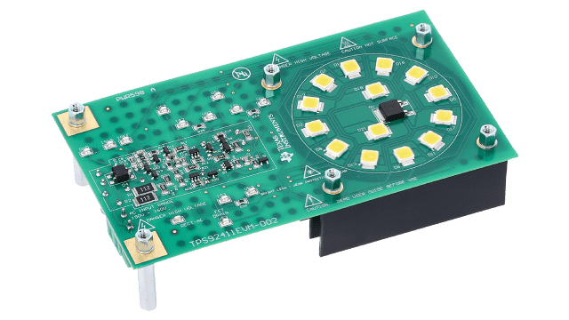 TPS92411EVM-002 TPS92411 Floating Switch evaluation board module for 230VAC Linear Direct Drive of LEDs angled board image