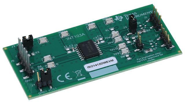 ISO1412DWEVM ISO1412DW 고성능, 견고한 EMC 절연 전이중 RS-485 평가 모듈 angled board image