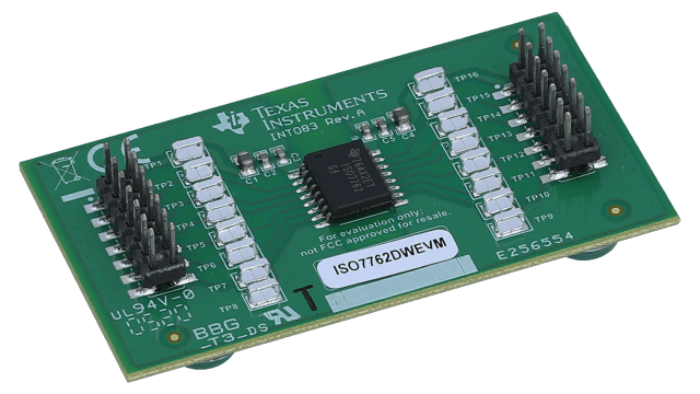 ISO7762DWEVM ISO7762DW High Speed, Robust EMC Six-Channel Digital Isolator Evaluation Module angled board image