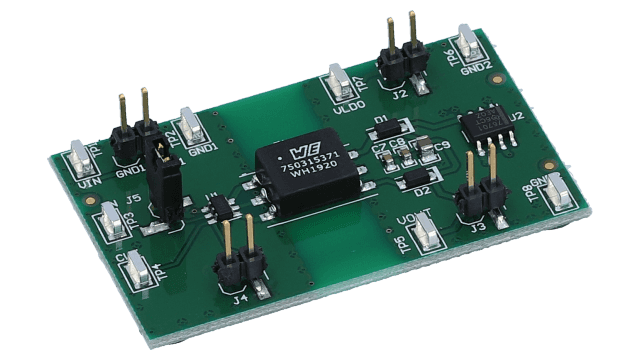 SN6505BEVM SN6505B 絶縁型電源向け低ノイズ 1A トランス・ドライバの評価モジュール（420 kHz CLK） angled board image