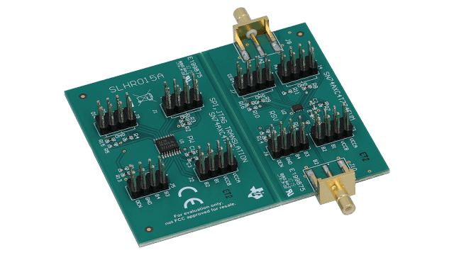 SN74AXC4T774EVM SPI、JTAG、UART インターフェイスをサポートする方向制御型双方向変換デバイス向け EVM angled board image