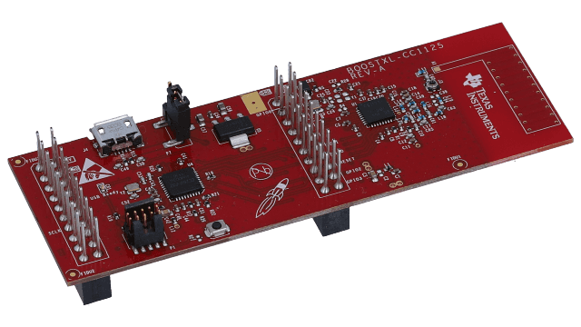 BOOSTXL-CC1125 868/915 MHz アプリケーション向け CC1125 BoosterPack angled board image