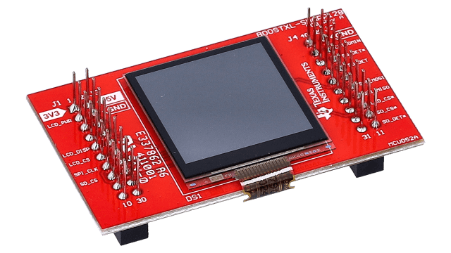 BOOSTXL-SHARP128 Sharp® 128x128 Memory LCD and microSD Card TI BoosterPack™ angled board image