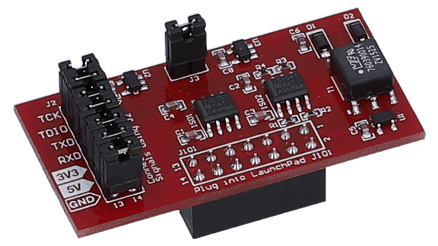 MSP-ISO Isolation Adapter for MSP LaunchPad Development Kits angled board image