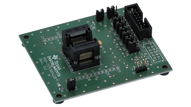 MSP-TS430PW28 MSP-TS430PW28 - MSP430F1x MCU と MSP430F2x MCU の 28 ピン・ターゲット開発ボード angled board image