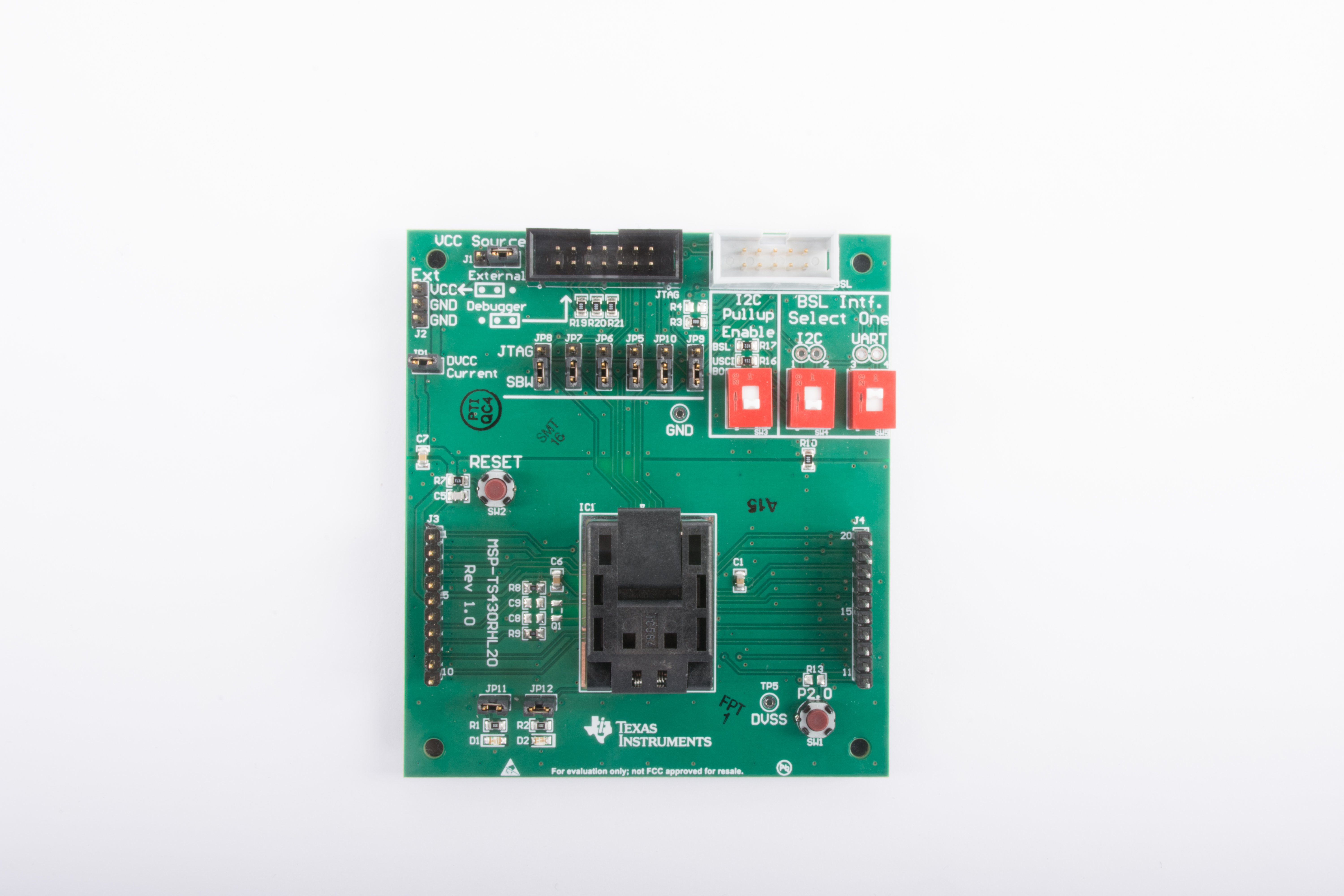 MSP-TS430RHL20 适用于 MSP430FR2422 和 MSP430FR25x2 MCU 的目标开发板 - 20 引脚（不包括微控制器） top board image