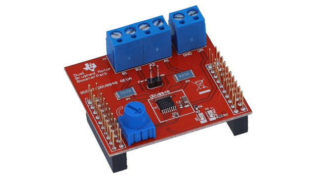BOOST-DRV8848 Dual Brushed DC Motor BoosterPack featuring DRV8848 angled board image