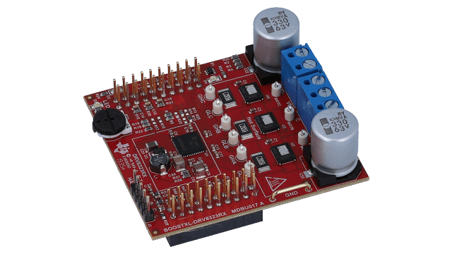 BOOSTXL-DRV8323RH Módulo de evaluación DRV8323RH del controlador Smart Gate trifásico con módulo de evaluación de reductor, amperios de derivación (interfaz de hardware) angled board image