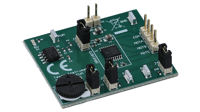 DRV11873EVM DRV11873 12-V, 3-Phase Sensor-Less BLDC Motor Controller Evaluation Module Board angled board image