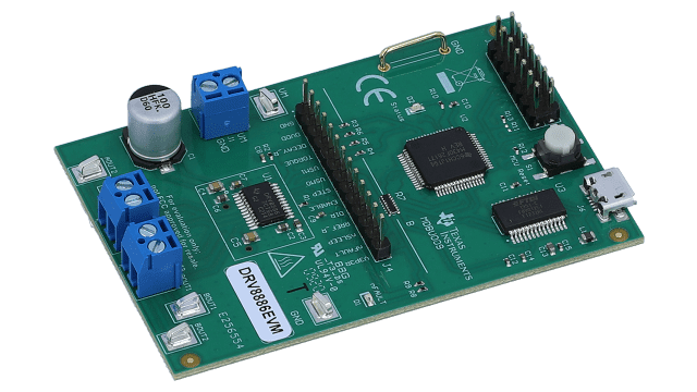 DRV8886EVM 통합 감지 레지스터를 갖춘 2.0A 스테퍼 모터 드라이버 평가 모듈 angled board image