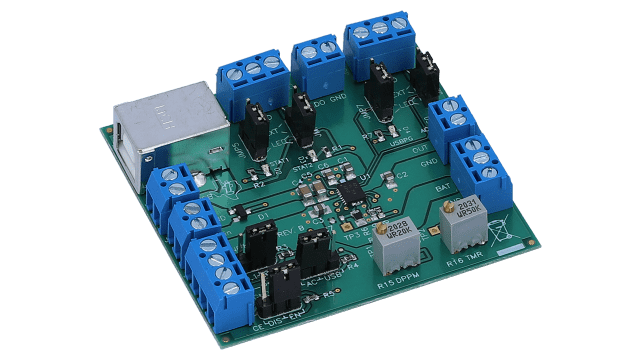 BQ24031EVM BQ24031 Evaluation Module regulated for a 6V Battery angled board image