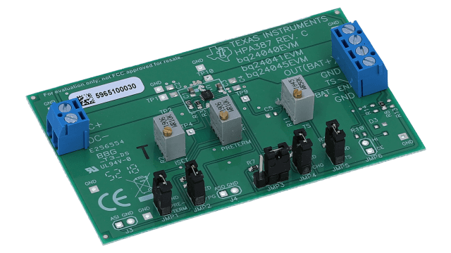 BQ24040EVM BQ24040 Evaluation Module: 1A Single-Input, Single-Cell Li-Ion Battery Charger angled board image