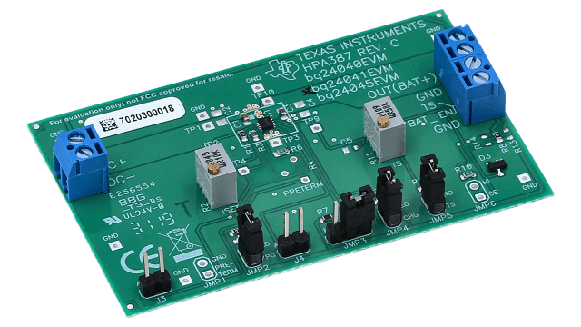 BQ24041EVM BQ24041 Evaluation Module: 1A Single-Input, Single-Cell Li-Ion Battery Charger angled board image