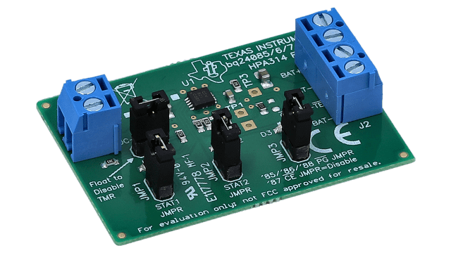 BQ24085EVM Battery Charger Evaluation Module angled board image
