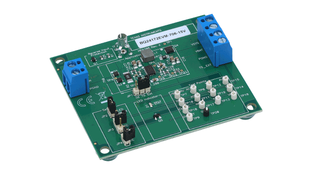 BQ24172EVM-706-15V Evaluation Module for BQ24172 1.6-MHz Synchronous Switch-Mode Li-Ion and Li-Polymer Battery Charger angled board image