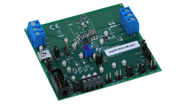BQ24190EVM-021 BQ2419X I2C-gesteuertes 4,5 A Einzelzellen-USB-/Adapter-Ladegerät – Evaluierungsmodul angled board image
