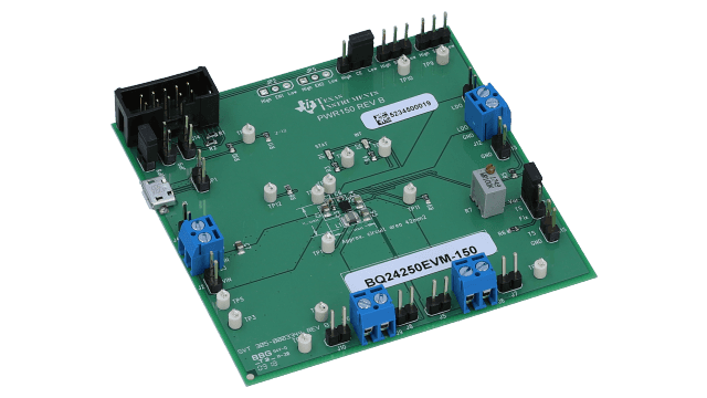 BQ24250EVM-150 BQ24250EVM-150 Single Input I2C/Standalone Switch-Mode Li-Ion Battery Charger Evaluation Module angled board image