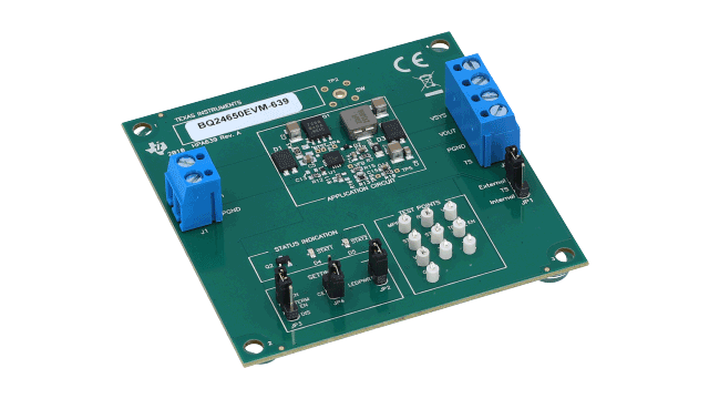 BQ24650EVM-639 BQ24650 評価モジュール、太陽光発電用、同期整流、スイッチ・モード、バッテリー充電コントローラ angled board image