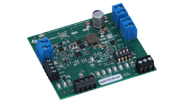BQ24770EVM-540 NVDC バッテリ・チャージ・コントローラ、SMBus 評価モジュール付き angled board image