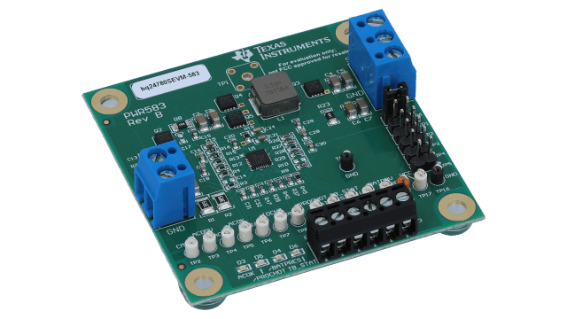 BQ24780SEVM-583 1～4 セル、ハイブリッド・パワー・ブースト・モード、バッテリ・チャージ・コントローラ評価モジュール angled board image