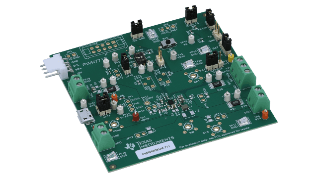 BQ25600DEVM-771 BQ25600D Single Cell 3-A I2C Battery Charger Evaluation Module with NVDC Power Path Management angled board image
