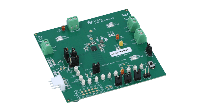 BQ25601EVM-877 bq25601 Single Cell 3-A Battery Charger Evaluation Module with NVDC Power Path Management angled board image