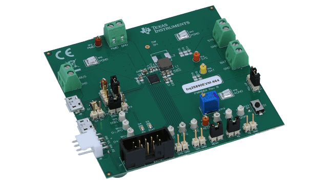 BQ25890EVM-664 BQ25890 Complete Charger Evaluation Module angled board image