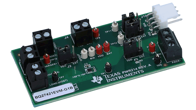 BQ27421EVM-G1B Módulo de evaluación de BQ27421EVM-G1B del indicador de combustible (gas) de la batería del lado del sistema angled board image
