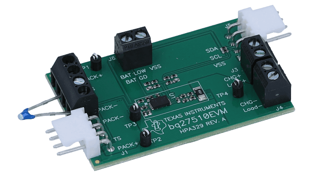 BQ27510EVM System-Side Single-Cell Impedance Track&trade; Technology Evaluation Module  | Battery Fuel Gauge angled board image