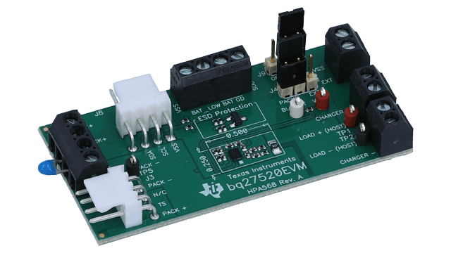 BQ27520EVM BQ27520 システム側 Impedance Track&trade; バッテリー残量計評価モジュール angled board image