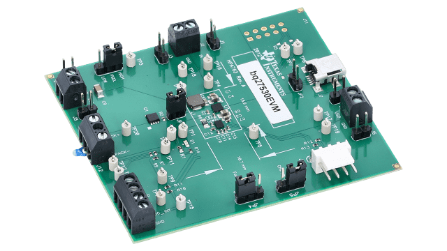BQ27530EVM BQ27530EVM バッテリ直接接続、システム側 Impedance Track バッテリ残量計の評価モジュール angled board image