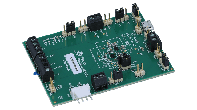 BQ27532EVM-656 バッテリ充電ソリューション、評価モジュール angled board image