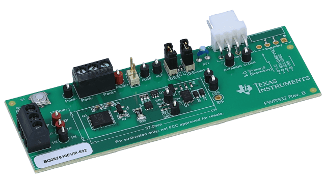 BQ28Z610EVM-532 Bq28z610 EVM 1-Cell to 2-Cell Programmable Battery Manager Evaluation Module angled board image