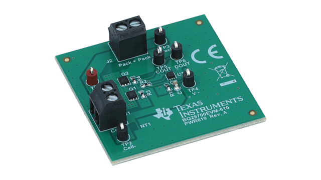 BQ29700EVM-610 シングル・セル・バッテリ保護 IC 評価モジュール angled board image
