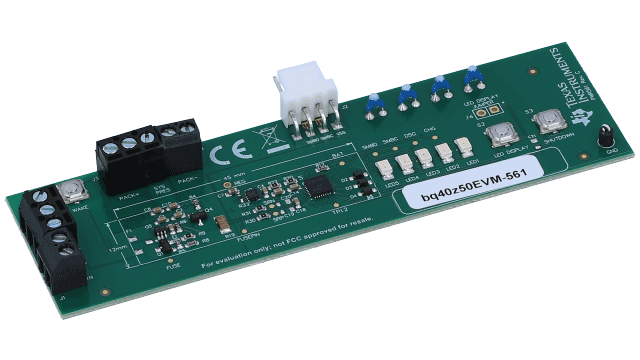 BQ40Z50EVM-561 1 节、2 节、3 节和 4 节锂离子电池组管理器评估模块 angled board image