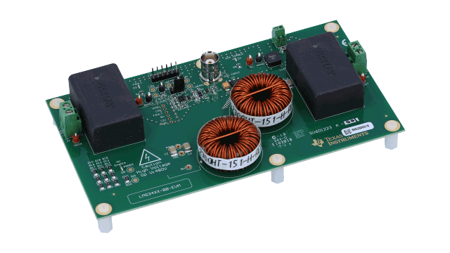 LMG34XX-BB-EVM LMG341x ファミリ向け、LMG34xx GaN システム・レベル評価マザーボード angled board image