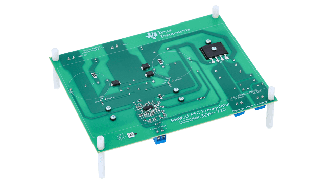 UCC28063EVM-723 Evaluation Module for UCC28063 Natural Interleaving Transition-Mode PFC Controller angled board image
