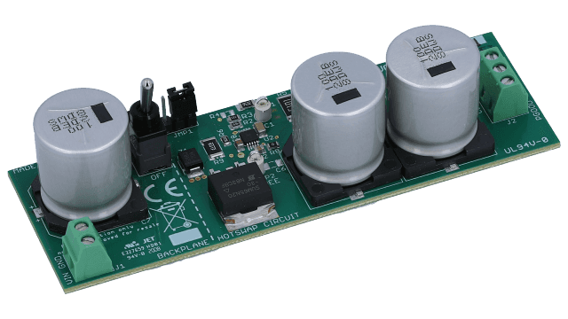LM5067EVAL 具有功率限制的負熱插拔/突波電流控制器評估模組 angled board image