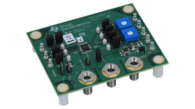 TPS1H100EVM TPS1H100-Q1 평가 모듈: 싱글 채널 스마트 고압측 드라이버 EVM angled board image