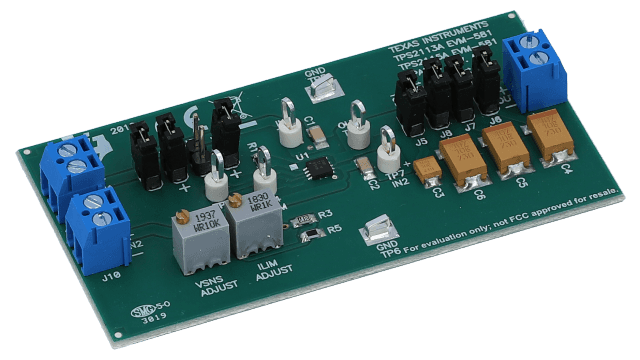 TPS2115AEVM-581 Evaluation Module for the TPS2115ADRB Power Multiplexer angled board image
