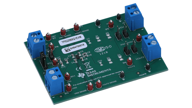 TPS22968Q1EVM TPS22968-Q1 デュアル・チャネル 4A オートモーティブ・ロード・スイッチ評価モジュール angled board image
