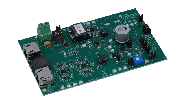 TPS2373-4EVM-758 <p>TPS2373-4 evaluation module for IEEE802.3bt PoE PD applications</p> angled board image