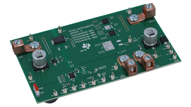 TPS2493EVM-002 TPS2493 양극 12V 레일을 위한 핫 스왑 컨트롤러 평가 모듈 angled board image