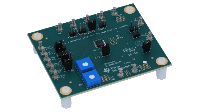 TPS2H000EVM TPS2H000-Q1 Dual Channels Smart High-Side Switch Evaulation Module angled board image