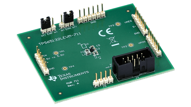 TPS65132LEVM-711 TPS65132L Single Inductor - Dual Output Power Supply Evaluation Module angled board image